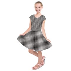 Small Black And White Watercolor Checkerboard Chess Kids  Short Sleeve Dress by PodArtist