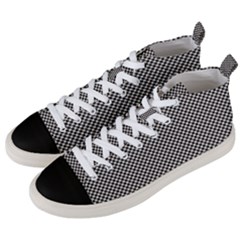 Small Black And White Watercolor Checkerboard Chess Men s Mid-top Canvas Sneakers by PodArtist