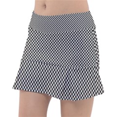 Small Black And White Watercolor Checkerboard Chess Classic Tennis Skirt by PodArtist