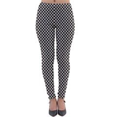 Small Black And White Watercolor Checkerboard Chess Lightweight Velour Leggings by PodArtist