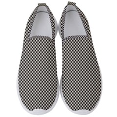 Small Black And White Watercolor Checkerboard Chess Men s Slip On Sneakers by PodArtist