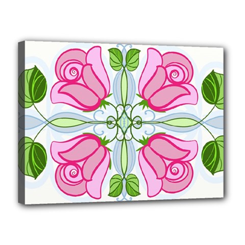 Figure Roses Flowers-ornament Canvas 16  X 12  (stretched)