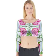 Figure Roses Flowers-ornament Long Sleeve Crop Top