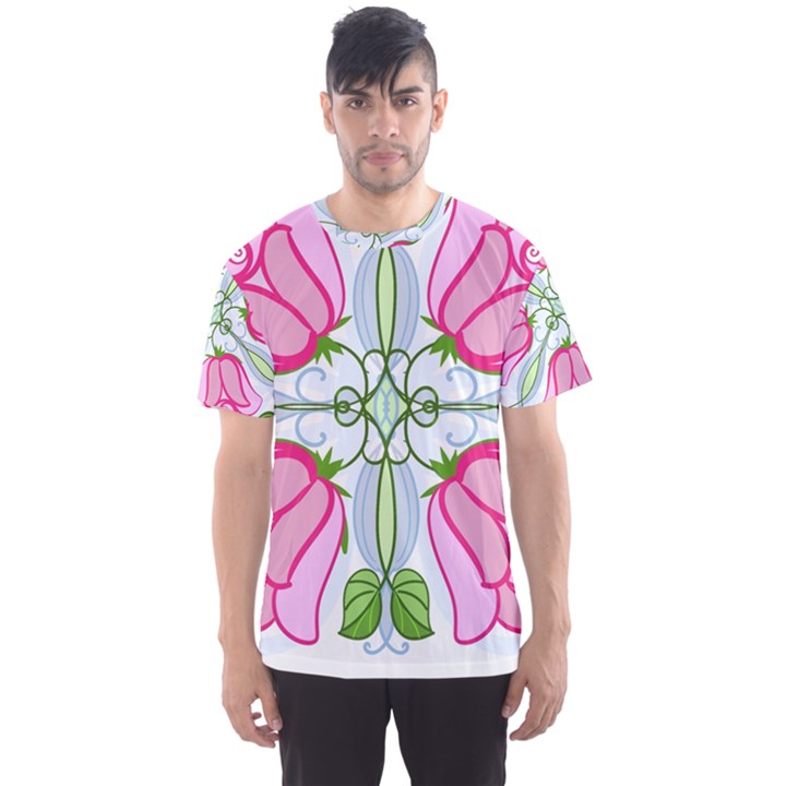 Figure roses flowers-ornament Men s Sport Mesh Tee