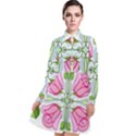 Figure roses flowers-ornament Long Sleeve Chiffon Shirt Dress View1