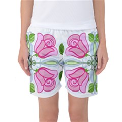 Figure Roses Flowers-ornament Women s Basketball Shorts