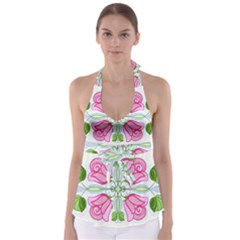 Figure Roses Flowers-ornament Babydoll Tankini Top