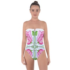 Figure Roses Flowers-ornament Tie Back One Piece Swimsuit