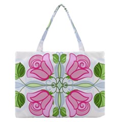 Figure Roses Flowers-ornament Zipper Medium Tote Bag