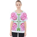 Figure roses flowers-ornament V-Neck Dolman Drape Top View1