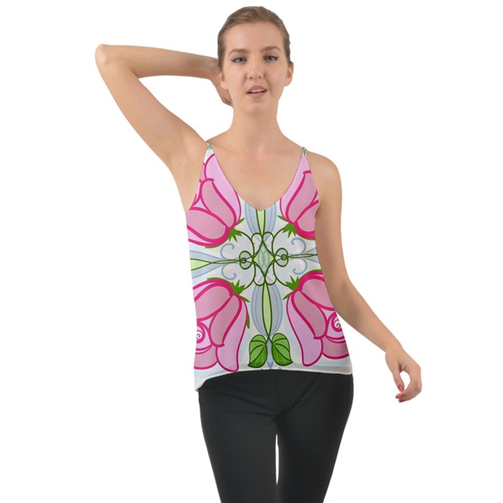 Figure roses flowers-ornament Chiffon Cami