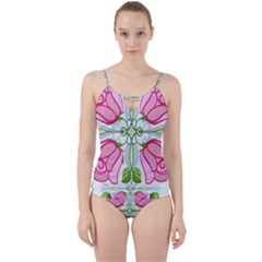 Figure Roses Flowers-ornament Cut Out Top Tankini Set