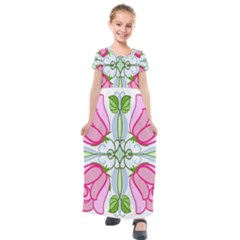 Figure Roses Flowers-ornament Kids  Short Sleeve Maxi Dress