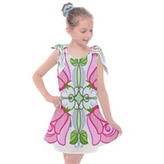 Figure Roses Flowers-ornament Kids  Tie Up Tunic Dress