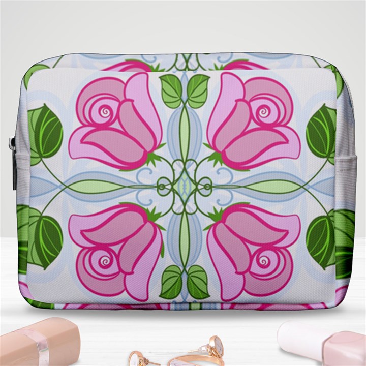 Figure roses flowers-ornament Make Up Pouch (Large)