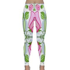 Figure Roses Flowers-ornament Lightweight Velour Classic Yoga Leggings by Jancukart