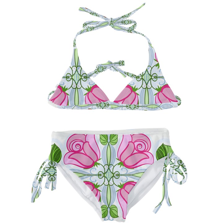 Figure roses flowers-ornament Kids  Classic Bikini Set