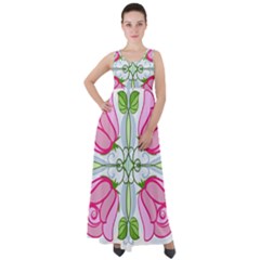 Figure Roses Flowers-ornament Empire Waist Velour Maxi Dress