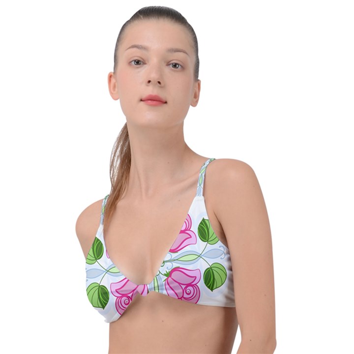 Figure roses flowers-ornament Knot Up Bikini Top