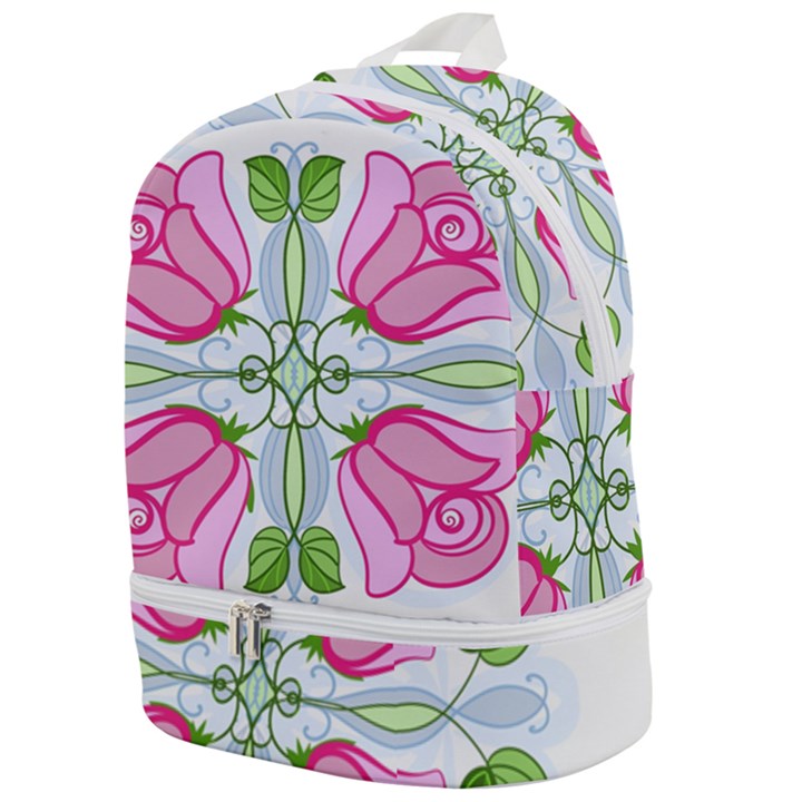 Figure roses flowers-ornament Zip Bottom Backpack