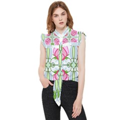 Figure Roses Flowers-ornament Frill Detail Shirt