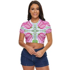 Figure Roses Flowers-ornament Side Button Cropped Tee