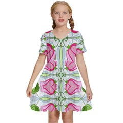 Figure Roses Flowers-ornament Kids  Short Sleeve Tiered Mini Dress