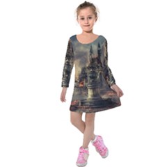 Braunschweig-city-lower-saxony Kids  Long Sleeve Velvet Dress