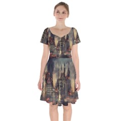 Braunschweig-city-lower-saxony Short Sleeve Bardot Dress