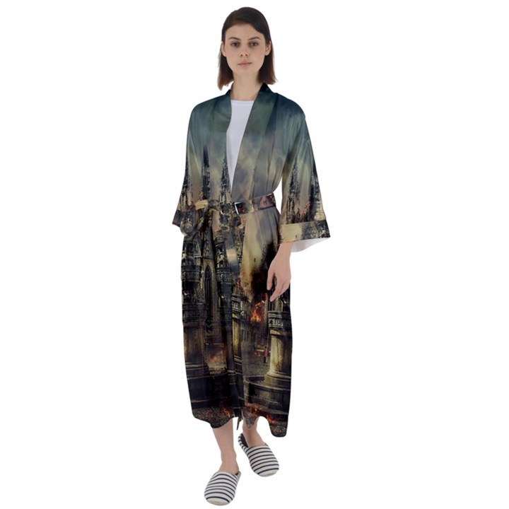 Braunschweig-city-lower-saxony Maxi Satin Kimono