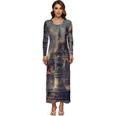 Braunschweig-city-lower-saxony Long Sleeve Velour Longline Maxi Dress