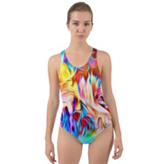 Background-drips-fluid-colorful- Cut-out Back One Piece Swimsuit