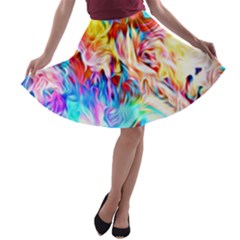 Background-drips-fluid-colorful- A-line Skater Skirt