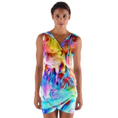 Background-drips-fluid-colorful- Wrap Front Bodycon Dress