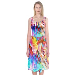 Background-drips-fluid-colorful- Midi Sleeveless Dress