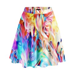 Background-drips-fluid-colorful- High Waist Skirt