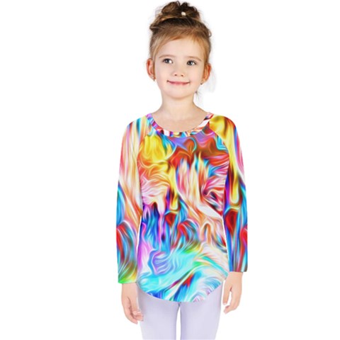 Background-drips-fluid-colorful- Kids  Long Sleeve Tee by Jancukart