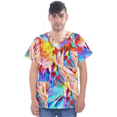 Background-drips-fluid-colorful- Men s V-neck Scrub Top