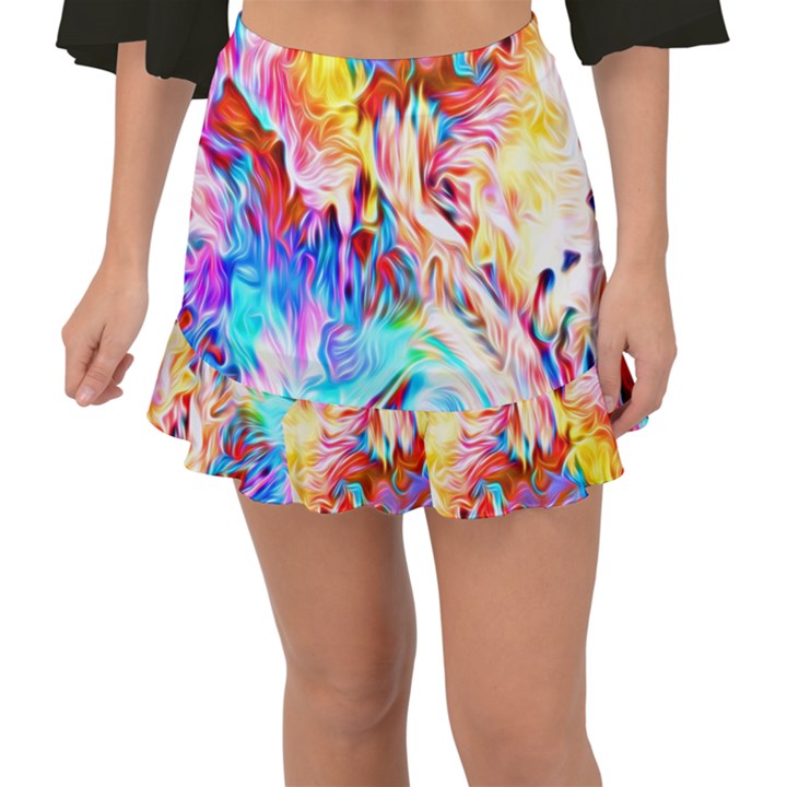 Background-drips-fluid-colorful- Fishtail Mini Chiffon Skirt