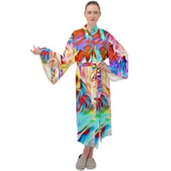 Background-drips-fluid-colorful- Maxi Velour Kimono