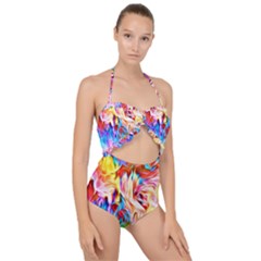 Background-drips-fluid-colorful- Scallop Top Cut Out Swimsuit