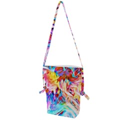 Background-drips-fluid-colorful- Folding Shoulder Bag