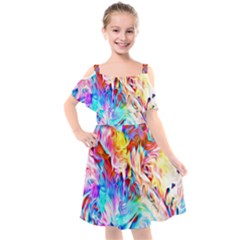 Background-drips-fluid-colorful- Kids  Cut Out Shoulders Chiffon Dress