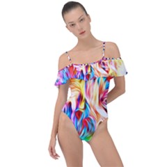 Background-drips-fluid-colorful- Frill Detail One Piece Swimsuit