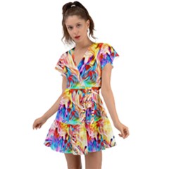 Background-drips-fluid-colorful- Flutter Sleeve Wrap Dress