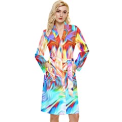 Background-drips-fluid-colorful- Long Sleeve Velour Robe by Jancukart