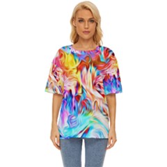 Background-drips-fluid-colorful- Oversized Basic Tee by Jancukart