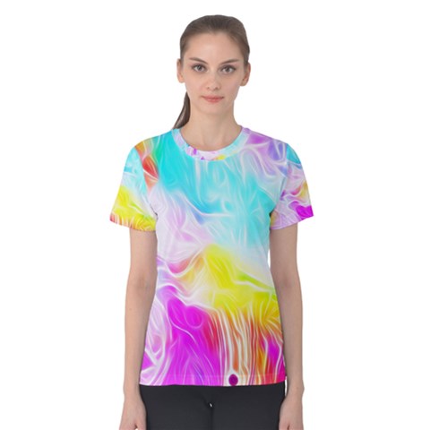 Background-drips-fluid-colorful Women s Cotton Tee by Jancukart