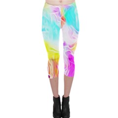 Background-drips-fluid-colorful Capri Leggings 