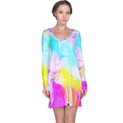 Background-drips-fluid-colorful Long Sleeve Nightdress